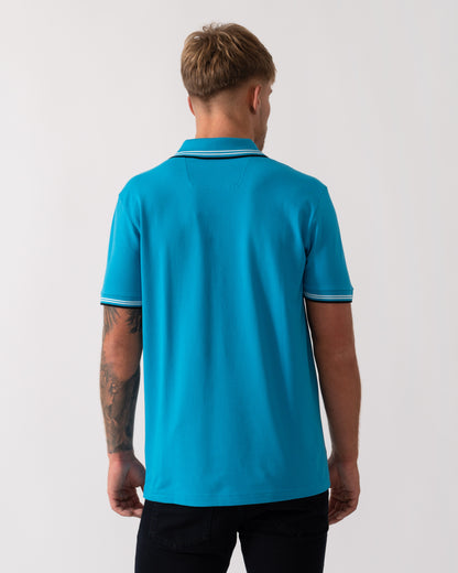 BOSS Green Paul Mens Short Sleeve Polo Shirt With Contrast Tipping - Turquoise/Aqua 443