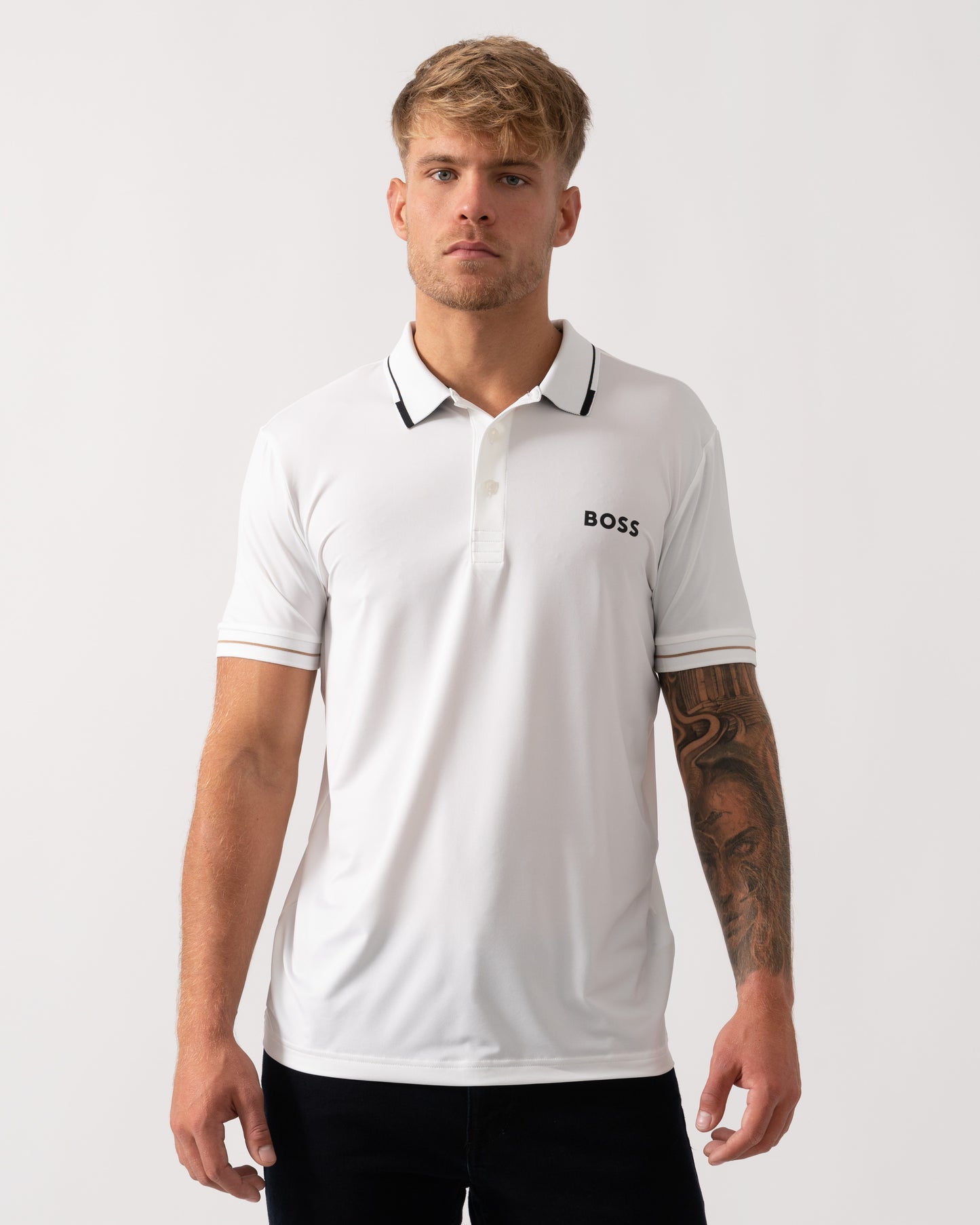 BOSS Green Paul Pro Mens Tipped Polo Shirt - Natural 104