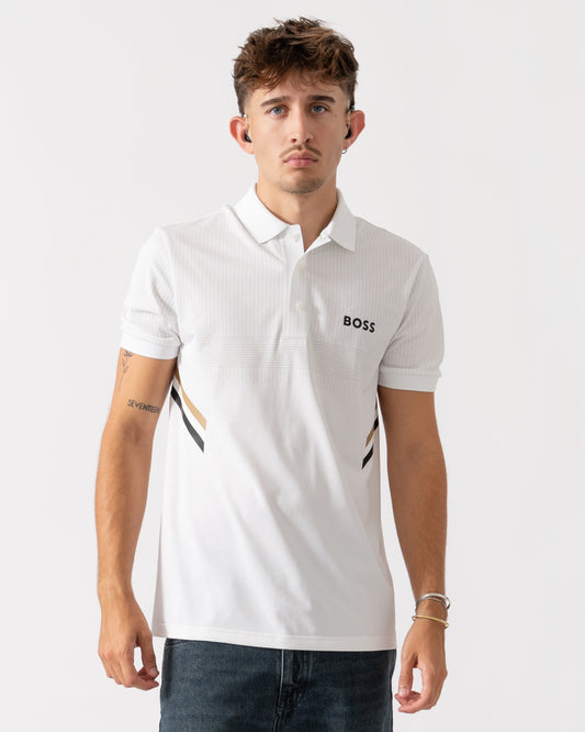 BOSS Green Paule TOC Mens Polo Shirt - White 100