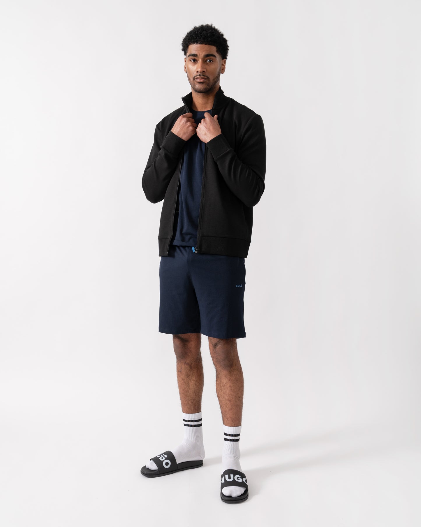 BOSS Green Skaz Mens Full Zip Funnel Neck Sweatshirt - Black 001