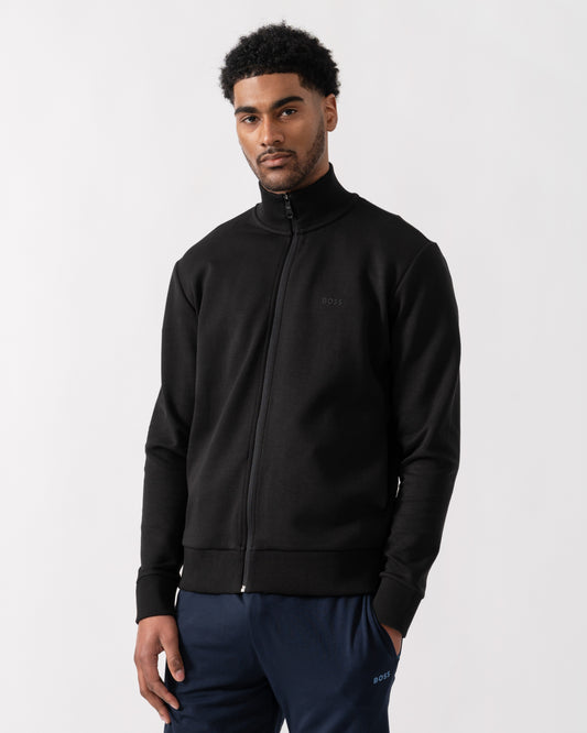 BOSS Green Skaz Mens Full Zip Funnel Neck Sweatshirt - Black 001