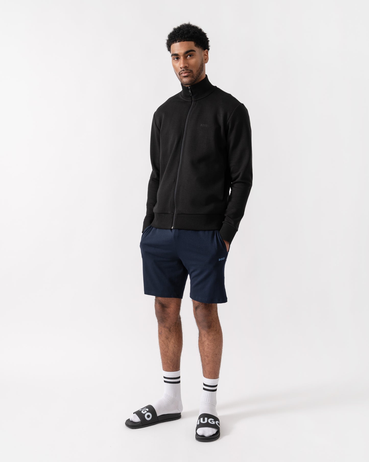 BOSS Green Skaz Mens Full Zip Funnel Neck Sweatshirt - Black 001