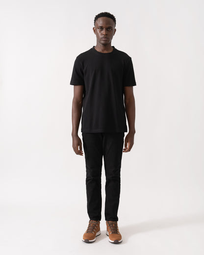 BOSS Green Taddy Mens Cotton Piqué T-Shirt with Oxford-Jacquard Back Collar - Black 008