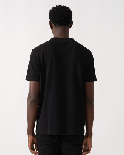 BOSS Green Taddy Mens Cotton Piqué T-Shirt with Oxford-Jacquard Back Collar - Black 008