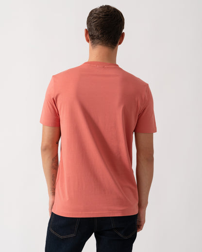BOSS Green Tee Mens Stretch Cotton T-Shirt with Contrast Logo - Medium Pink 667