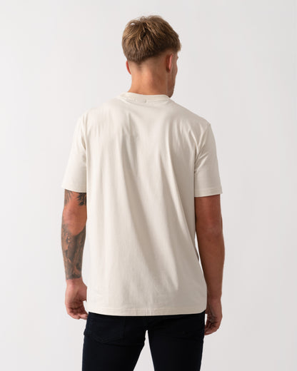 BOSS Green Tee Mens Stretch Cotton T-Shirt with Contrast Logo - Open White 131