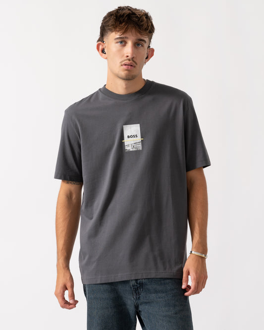 BOSS Green Tee Photoprint Mens T-Shirt - Dark Grey 027