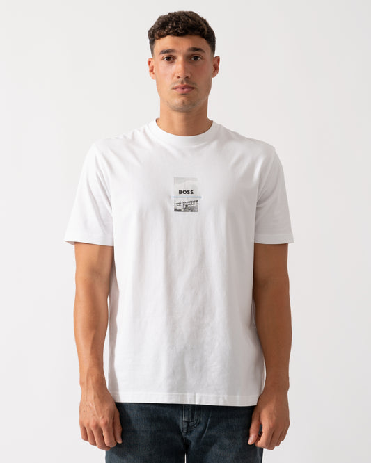 BOSS Green Tee Photoprint Mens T-Shirt - White 100