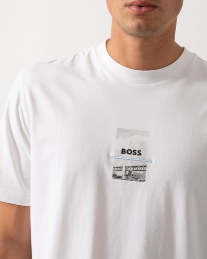 BOSS Green Tee Photoprint Mens T-Shirt - White 100