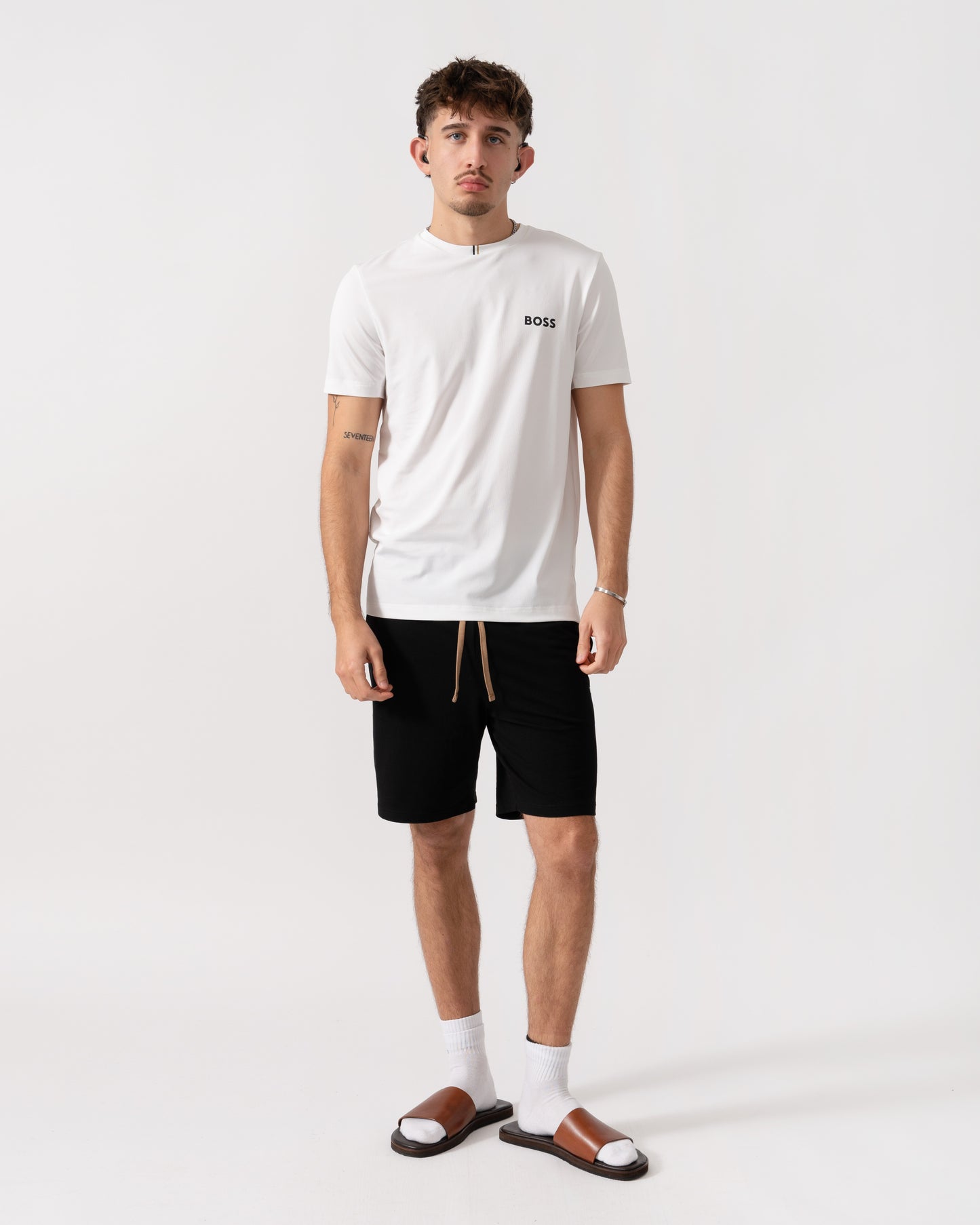 BOSS Green x Matteo Berrettini T-Shirt with Moisture-Wicking Piqué - White 100 full length