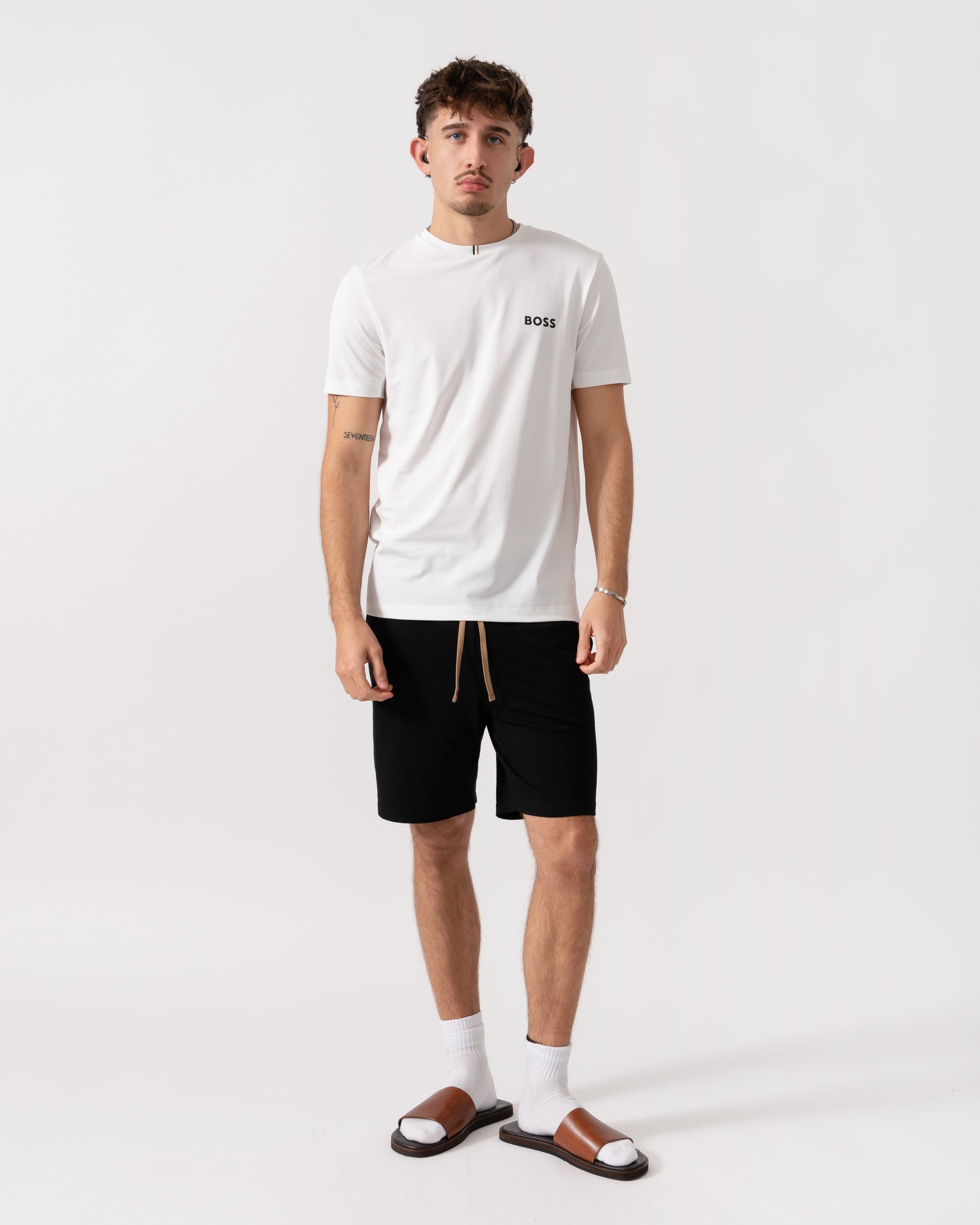 BOSS Green x Matteo Berrettini T-Shirt with Moisture-Wicking Piqué - White 100 full length