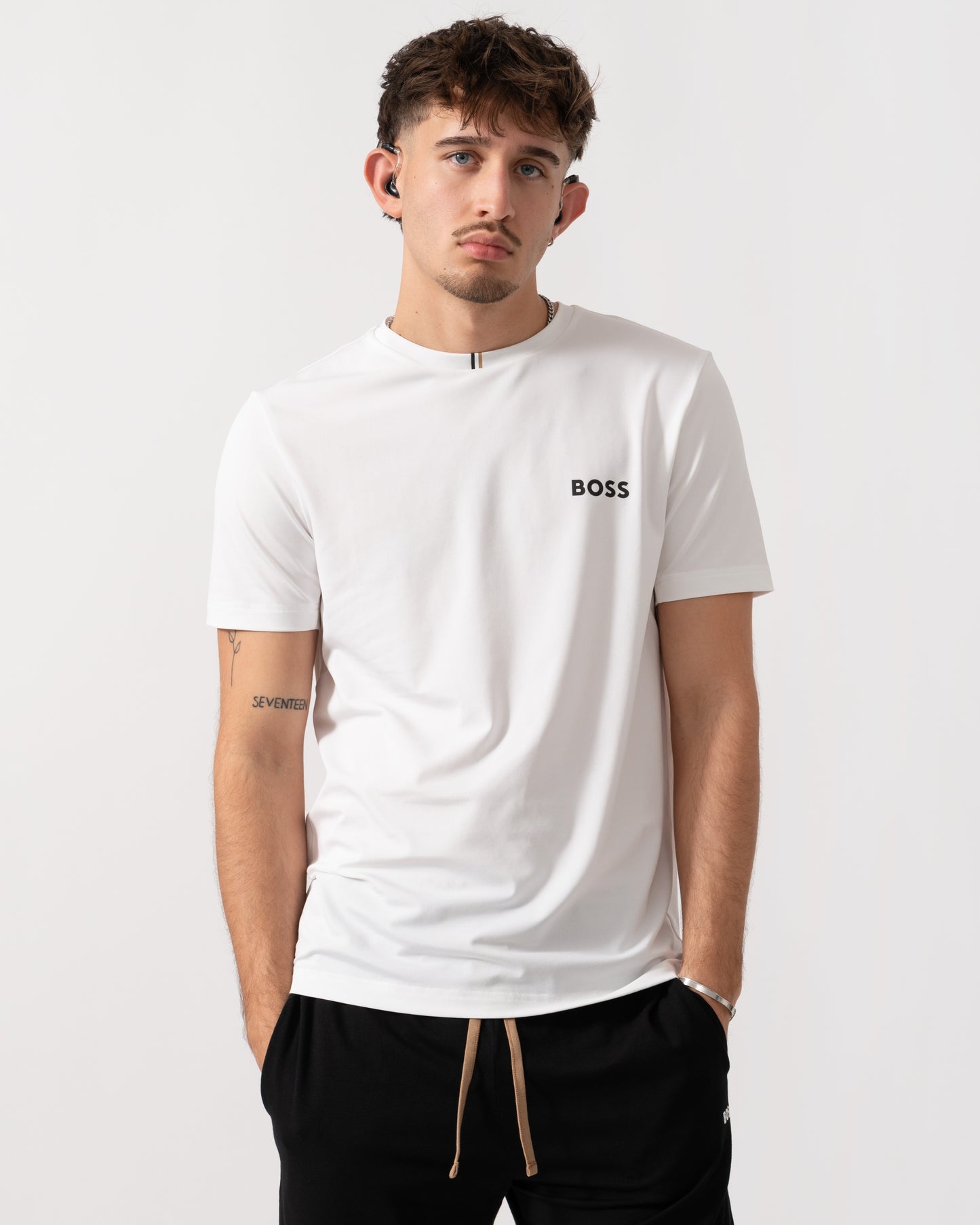BOSS Green x Matteo Berrettini T-Shirt with Moisture-Wicking Piqué - White 100 main