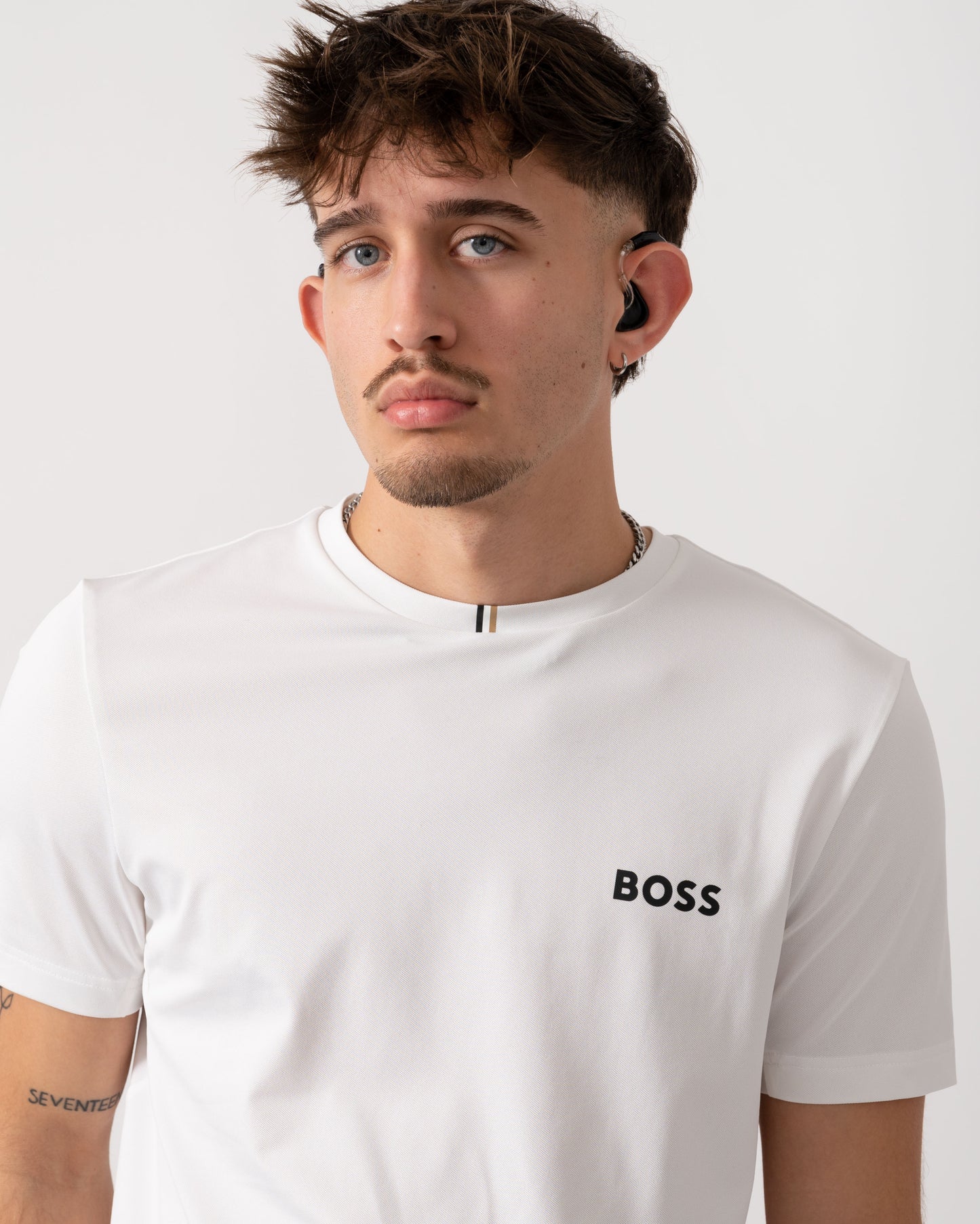BOSS Green x Matteo Berrettini T-Shirt with Moisture-Wicking Piqué - White 100 detail
