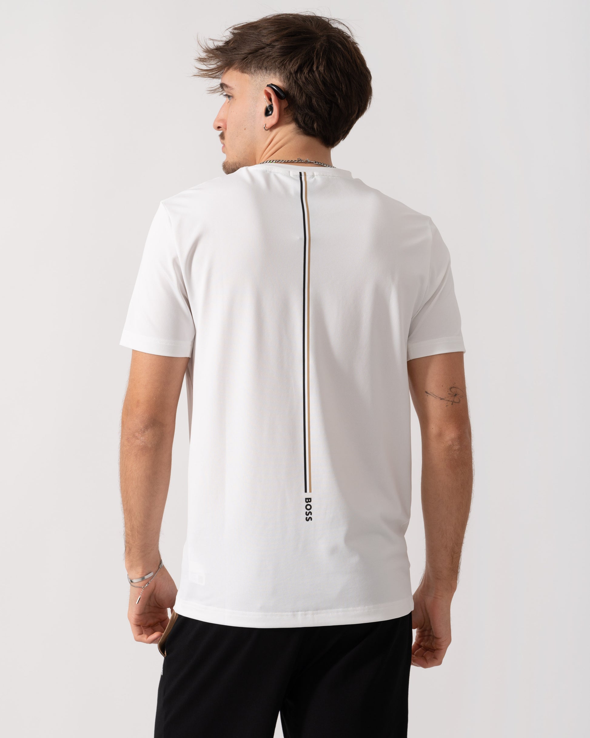 BOSS Green x Matteo Berrettini T-Shirt with Moisture-Wicking Piqué - White 100 back