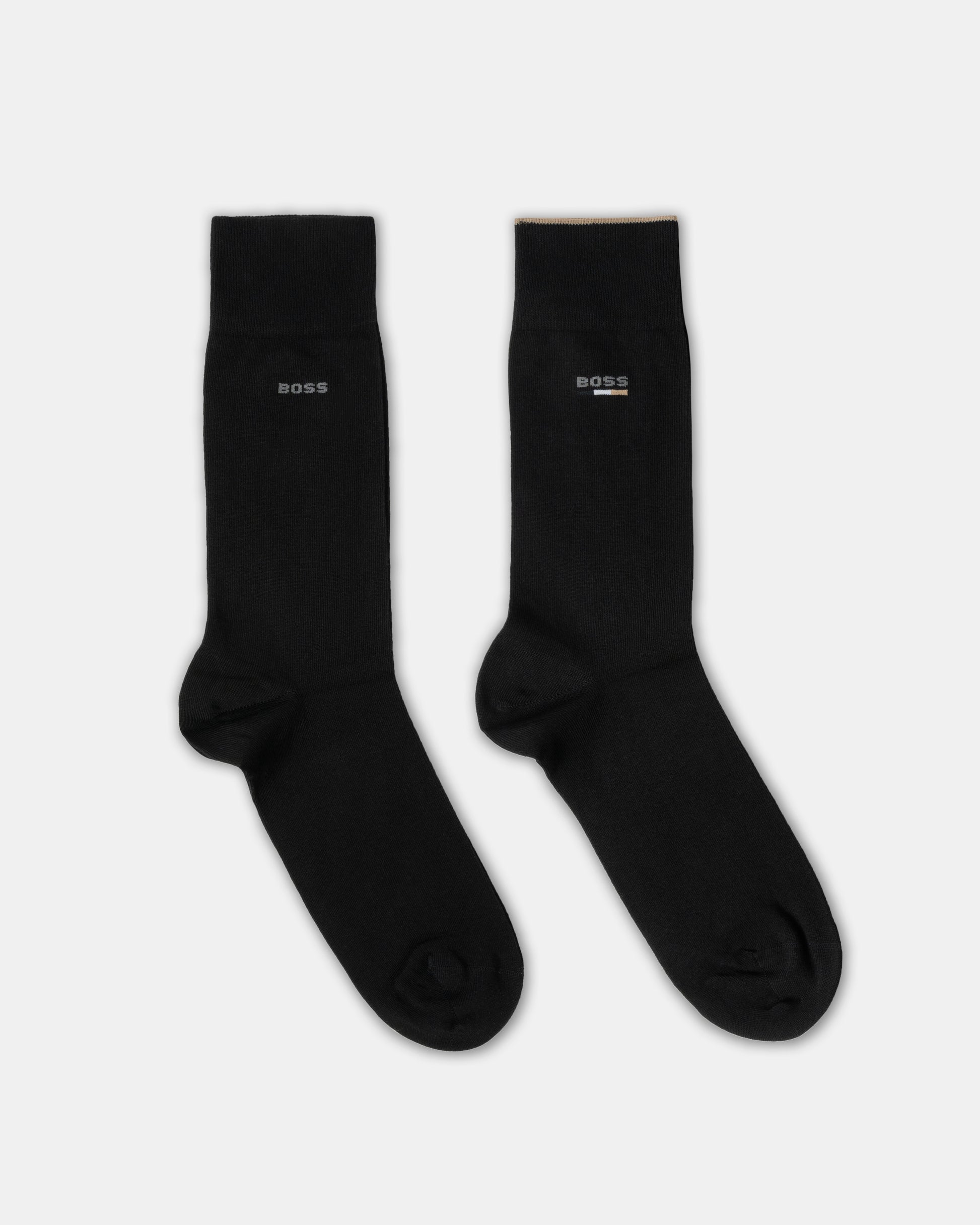 BOSS Orange Mens 2-Pack Iconic Logo Socks - Black 001 flat lay