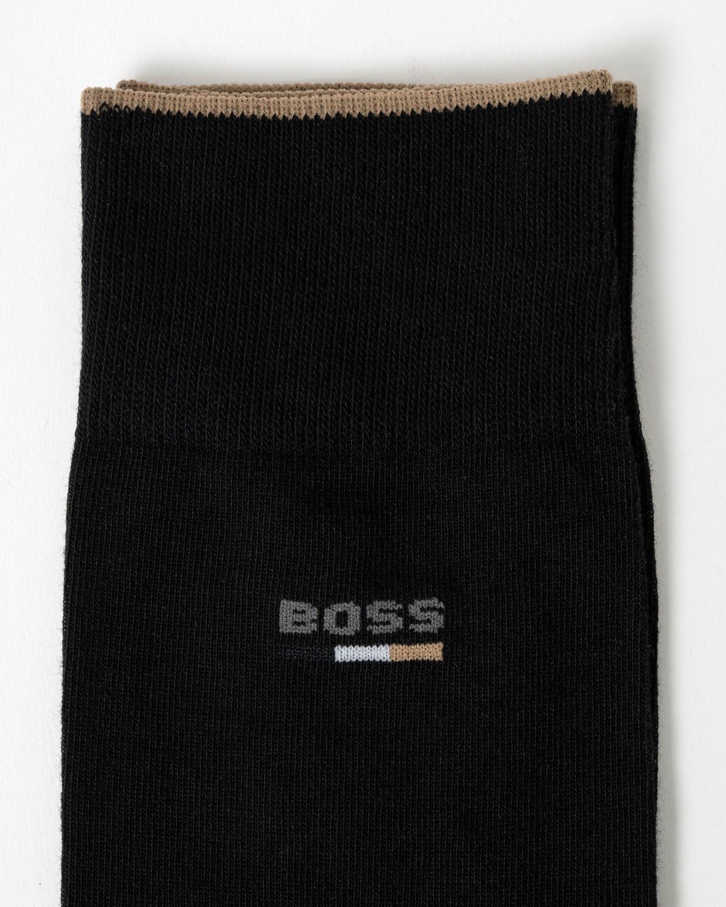 BOSS Orange Mens 2-Pack Iconic Logo Socks - Black 001 stripe detail