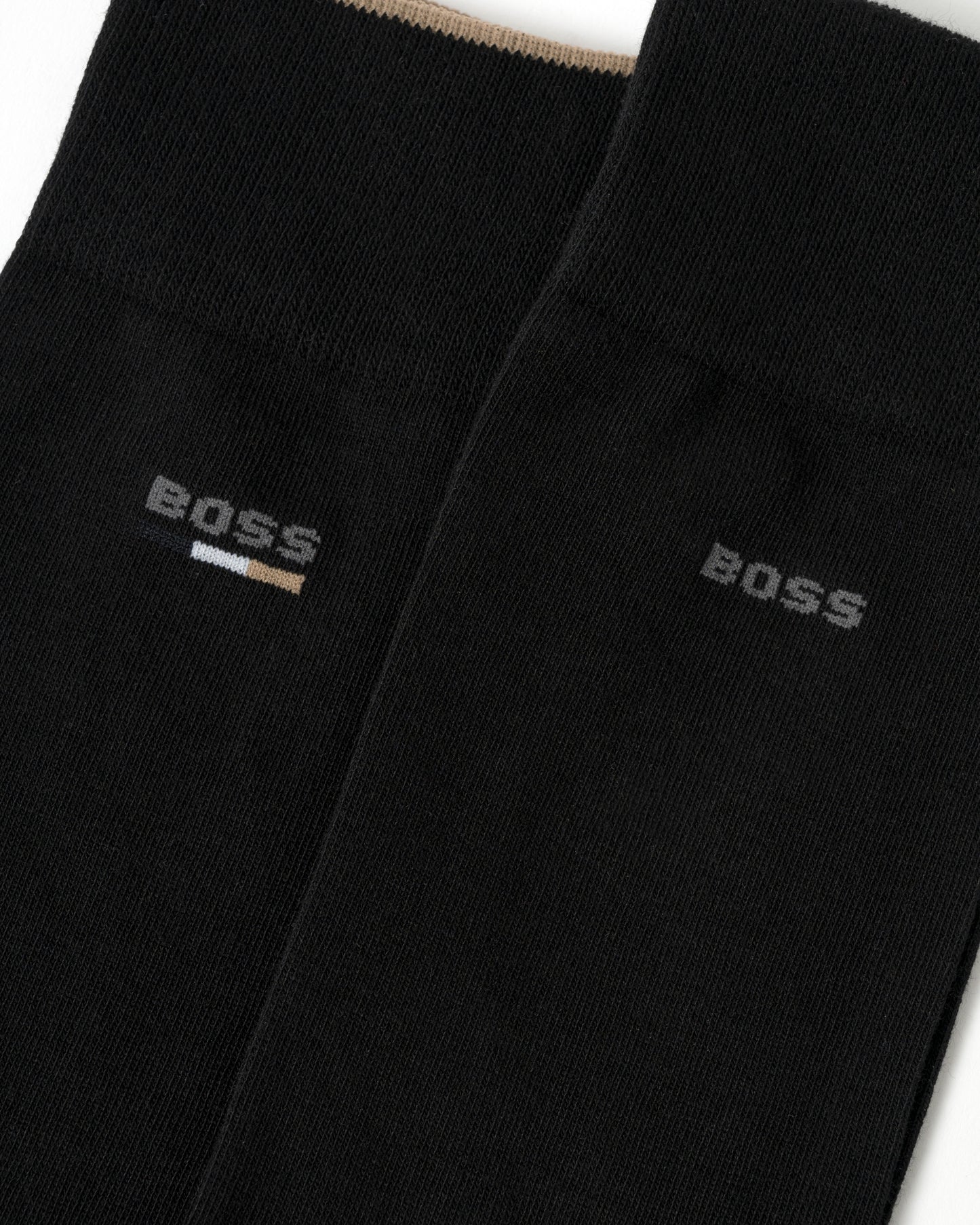 BOSS Orange Mens 2-Pack Iconic Logo Socks - Black 001 detail shot