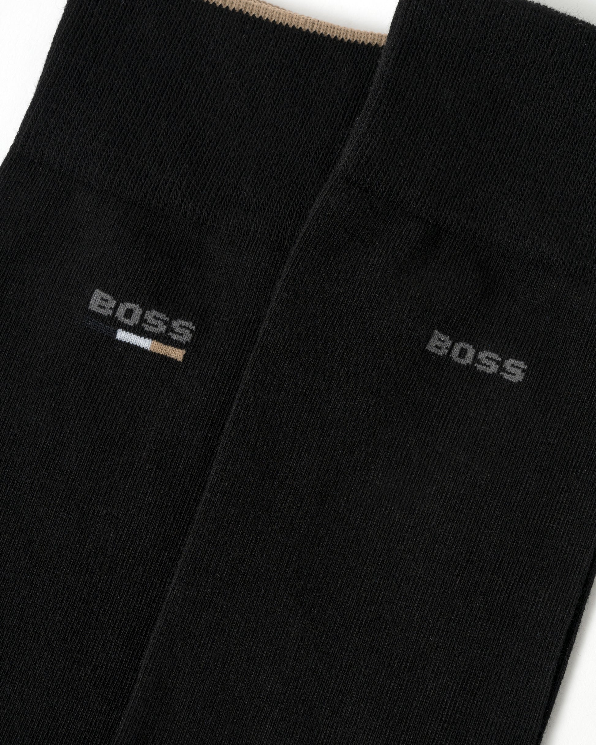 BOSS Orange Mens 2-Pack Iconic Logo Socks - Black 001 detail shot