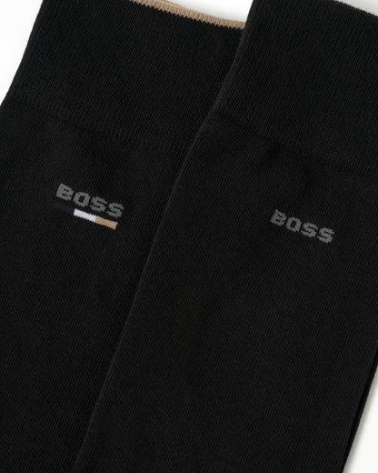 BOSS Orange Mens 2-Pack Iconic Logo Socks - Black 001 detail shot