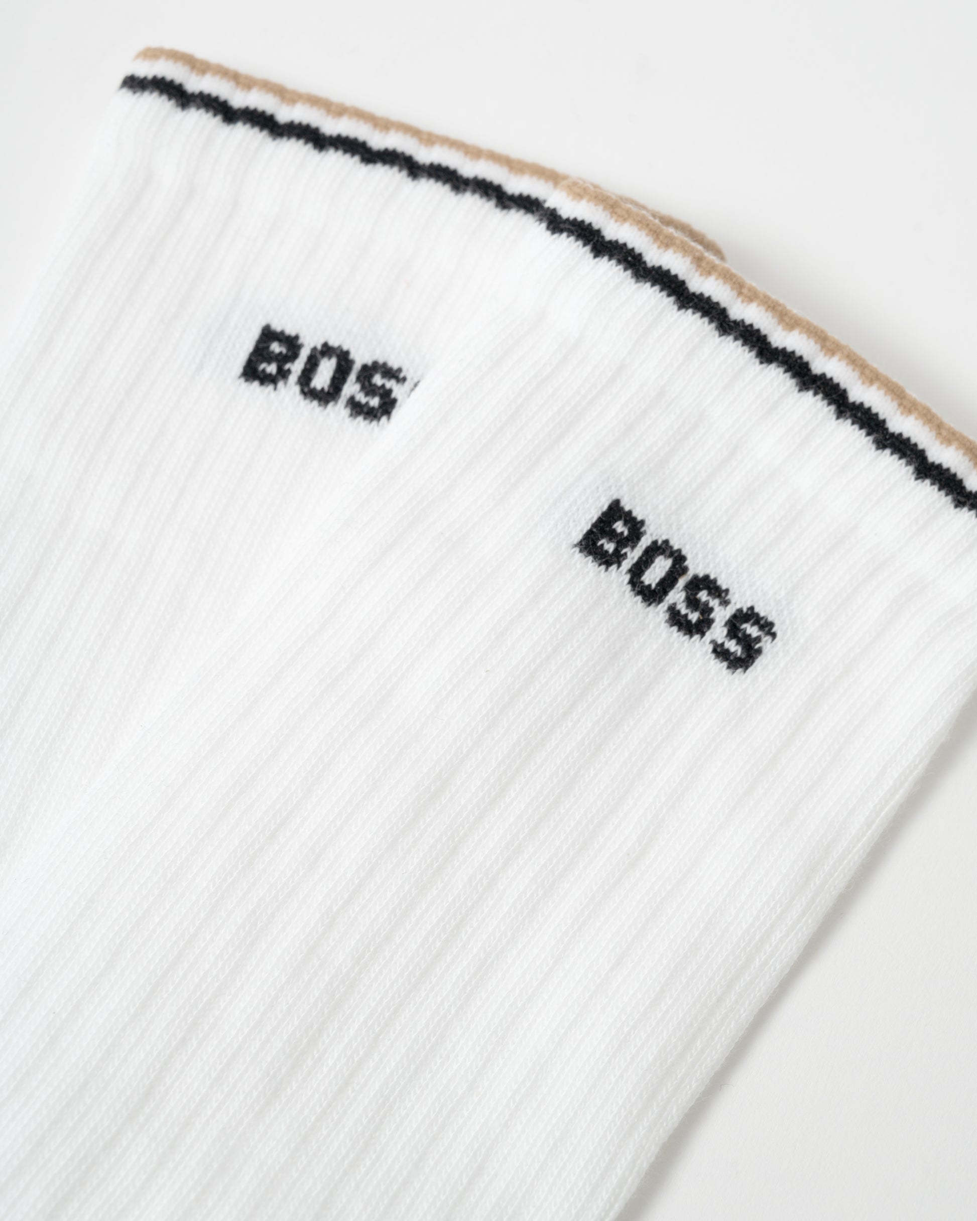 BOSS Orange Mens 3-Pack Cotton-Blend Short Socks with Logos - White 100
