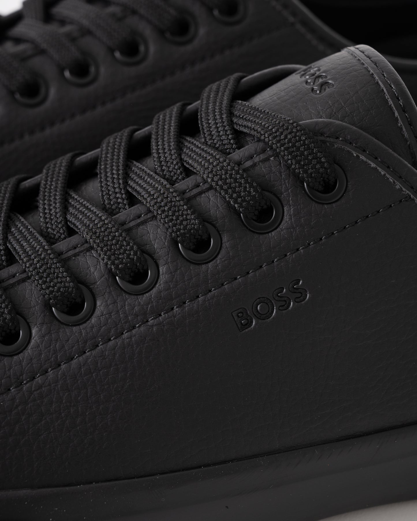 BOSS Orange Aiden Tenn Mens Low Top Trainers in Grained Faux Leather - Black 005