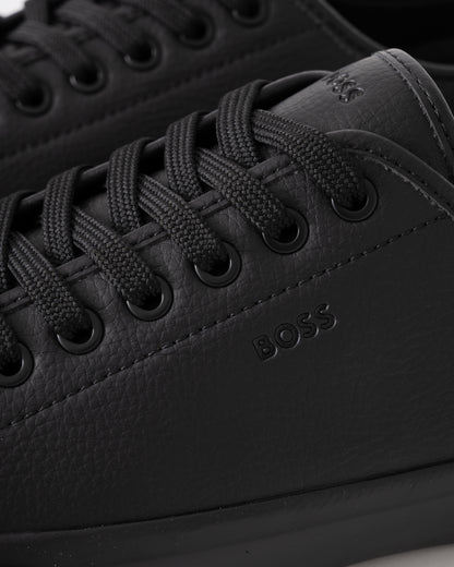 BOSS Orange Aiden Tenn Mens Low Top Trainers in Grained Faux Leather - Black 005