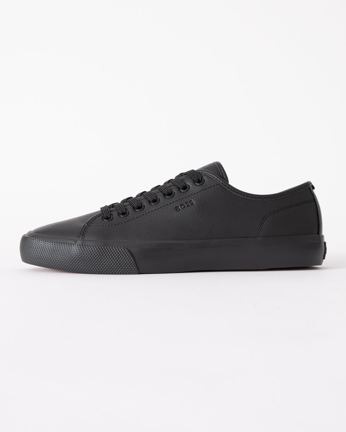 BOSS Orange Aiden Tenn Mens Low Top Trainers in Grained Faux Leather - Black 005