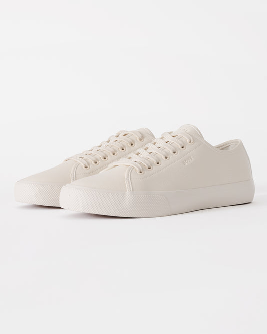 BOSS Orange Aiden Tenn Mens Low Top Trainers in Grained Faux Leather - Light Beige 275