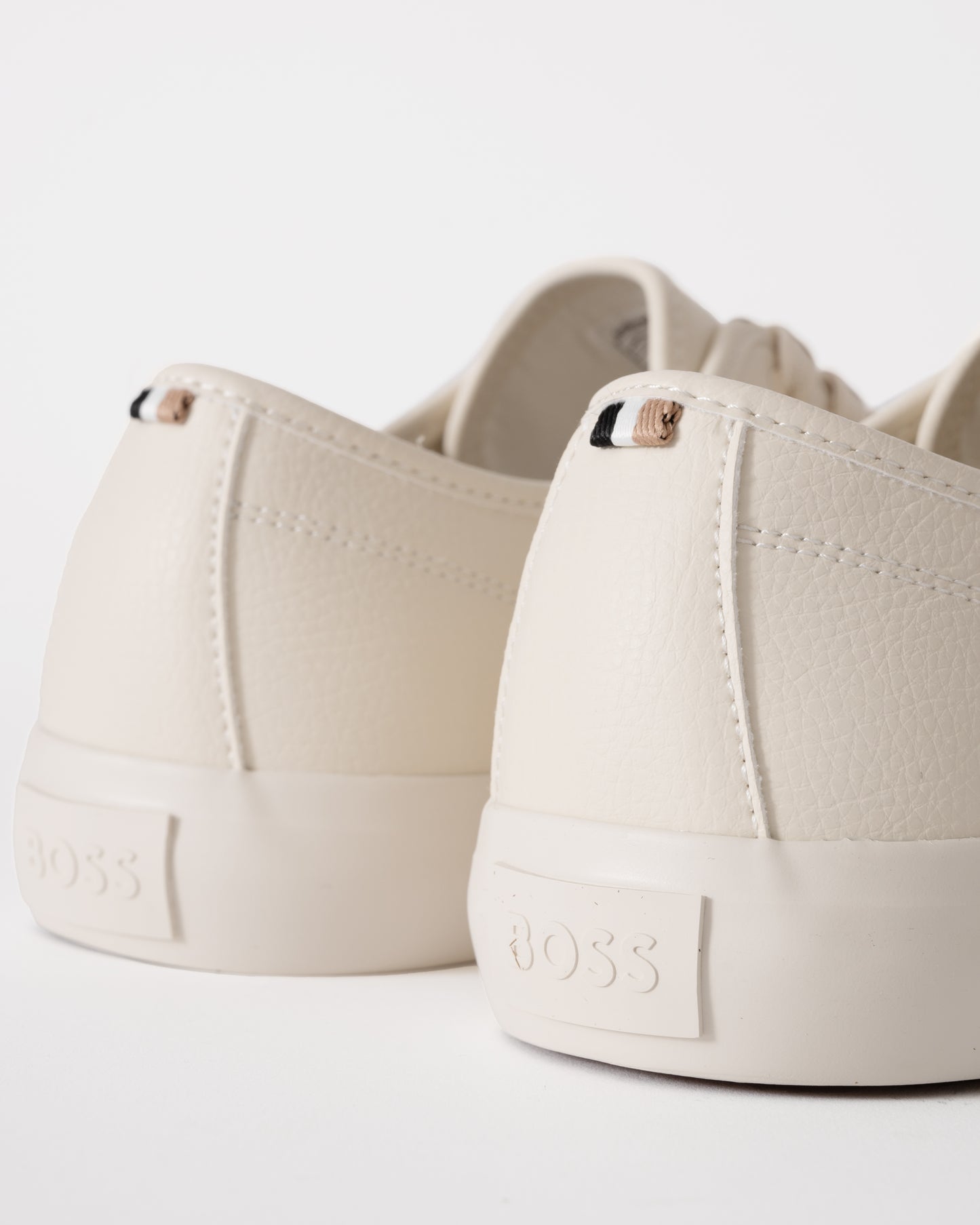 BOSS Orange Aiden Tenn Mens Low Top Trainers in Grained Faux Leather - Light Beige 275