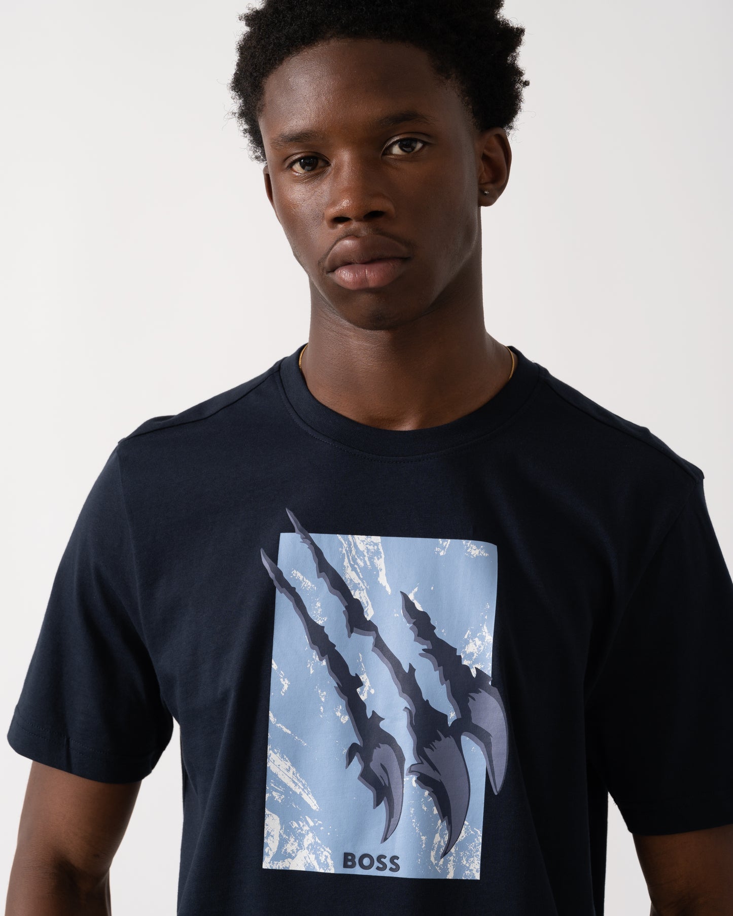 BOSS Orange Animali Mens Graphic Print T-Shirt - Dark Blue 404