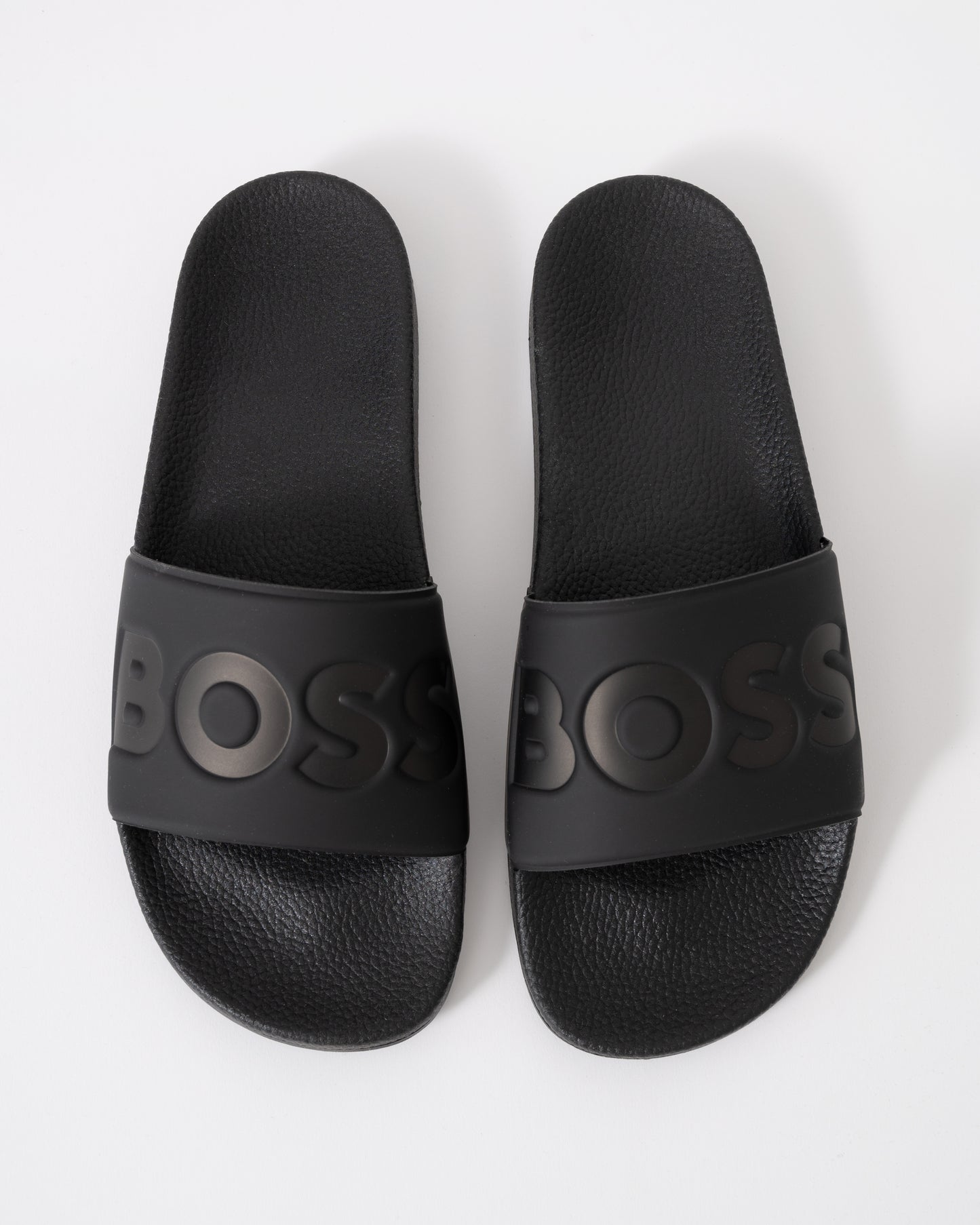 BOSS Orange Aryeh Mens Italian-Made Slides With Large Logo Detail - Black 001