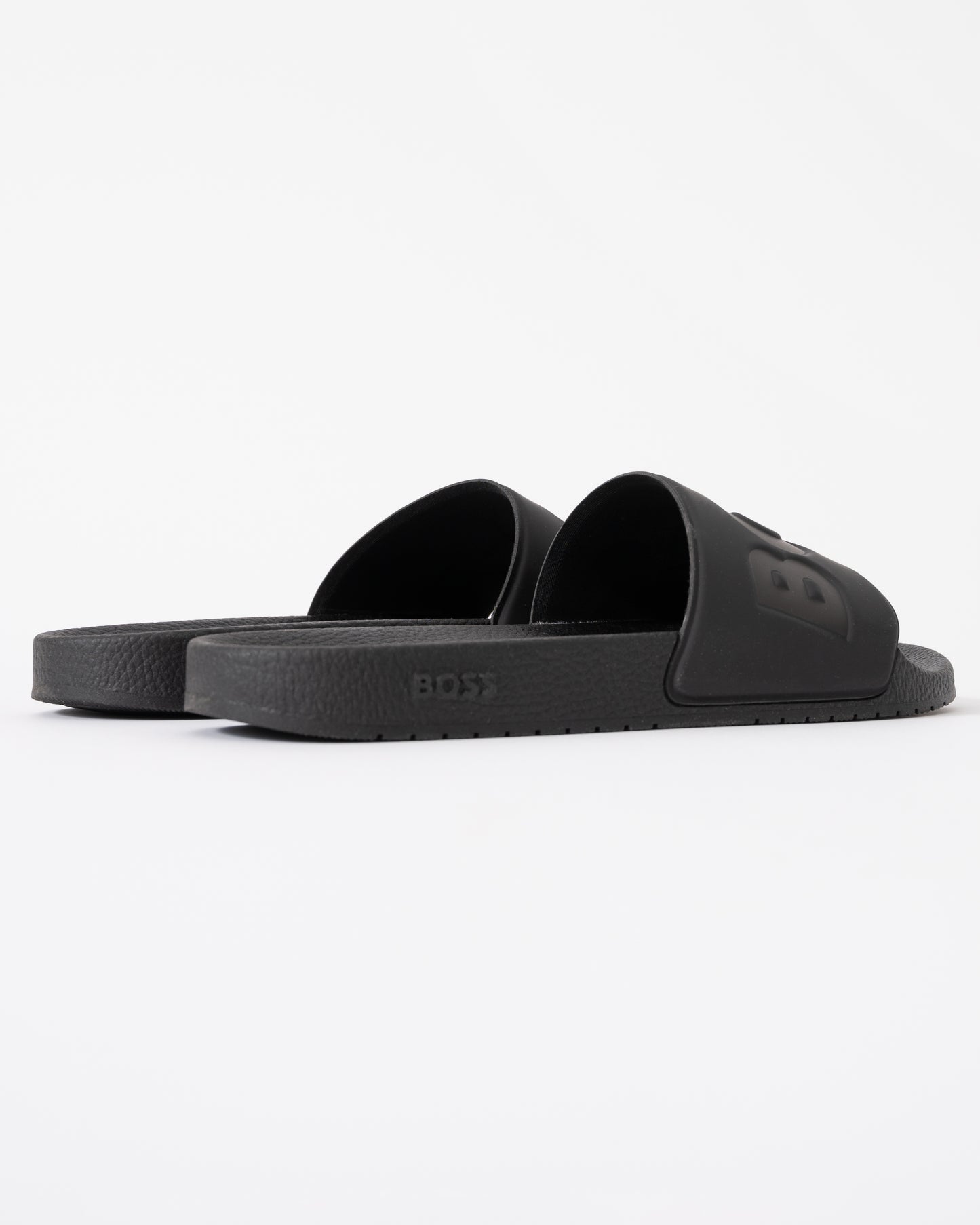 BOSS Orange Aryeh Mens Italian-Made Slides With Large Logo Detail - Black 001