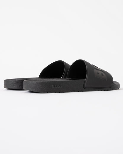 BOSS Orange Aryeh Mens Italian-Made Slides With Large Logo Detail - Black 001