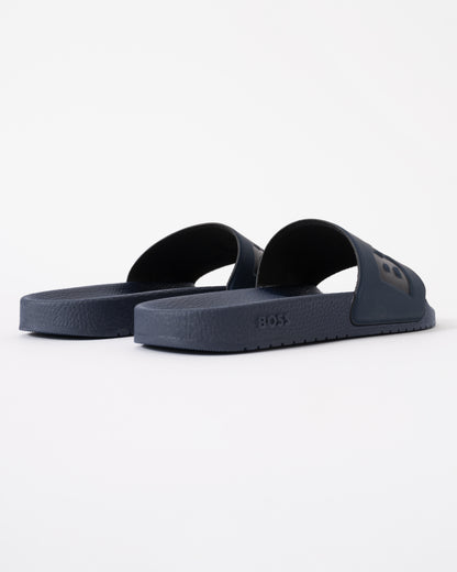 BOSS Orange Aryeh Mens Italian-Made Slides With Large Logo Detail - Navy 410