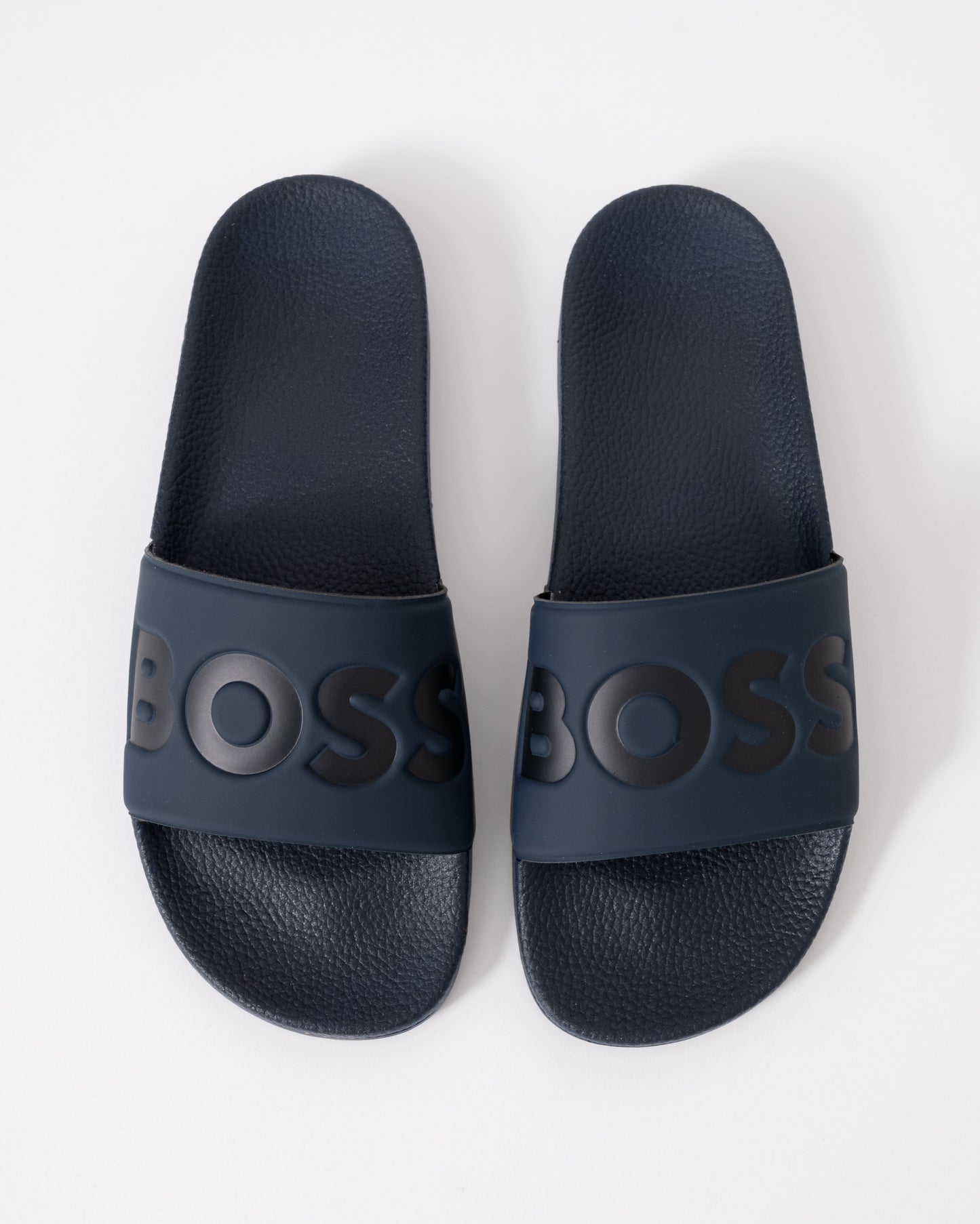 BOSS Orange Aryeh Mens Italian-Made Slides With Large Logo Detail - Navy 410