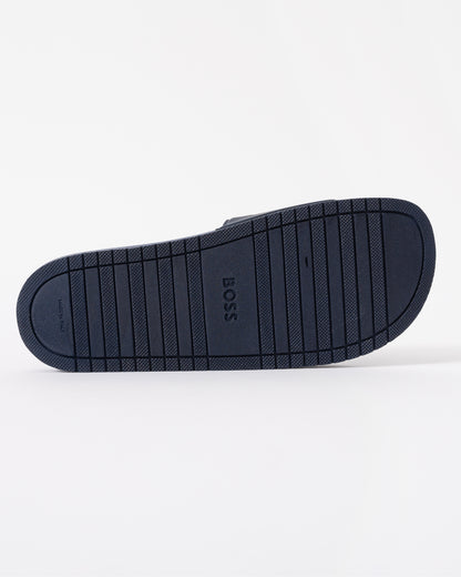 BOSS Orange Aryeh Mens Italian-Made Slides With Large Logo Detail - Navy 410