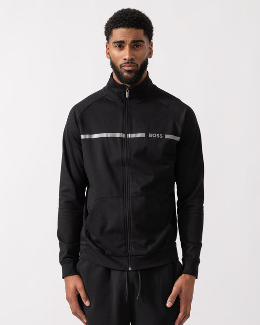 BOSS Orange Authentic Cotton Terry Loungewear Jacket with Stripe main