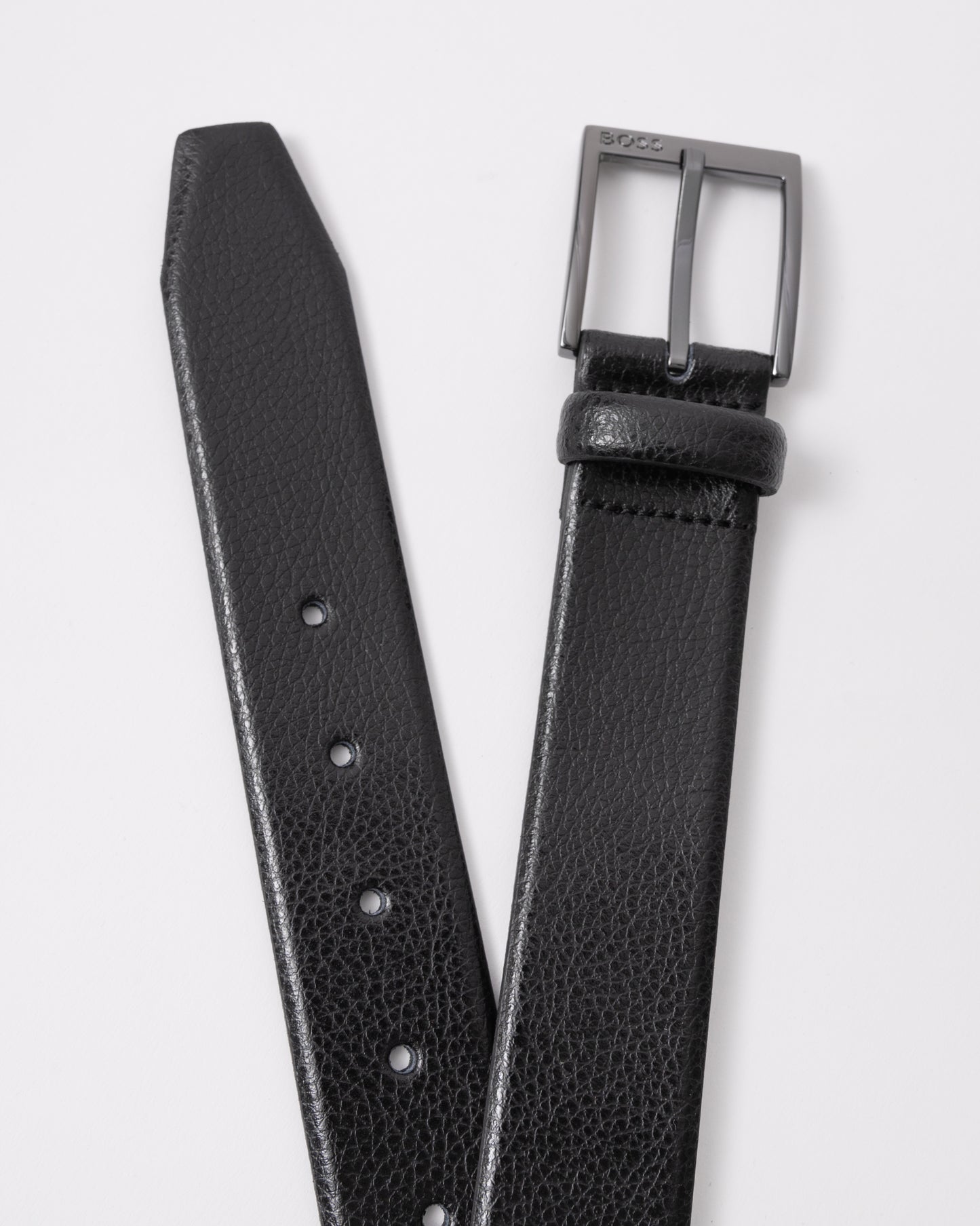 BOSS Orange Mens Elloy Belt - Black 001 buckle and end detail