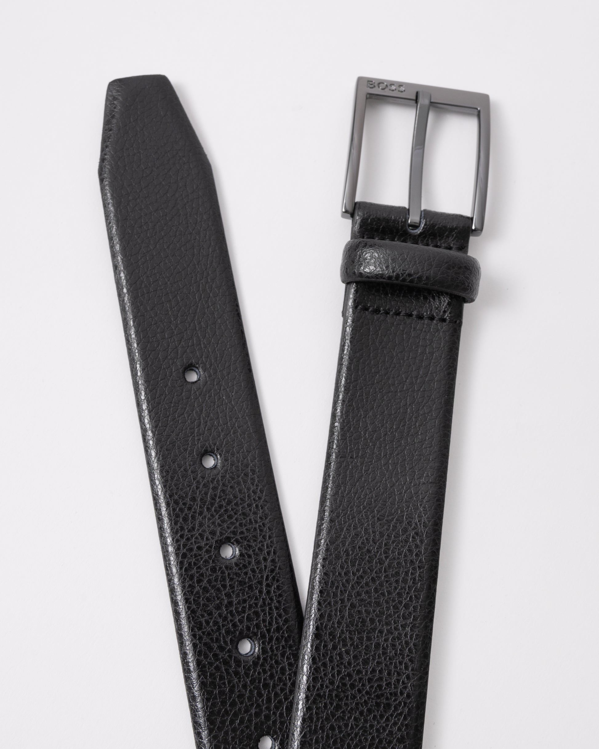 BOSS Orange Mens Elloy Belt - Black 001 buckle and end detail