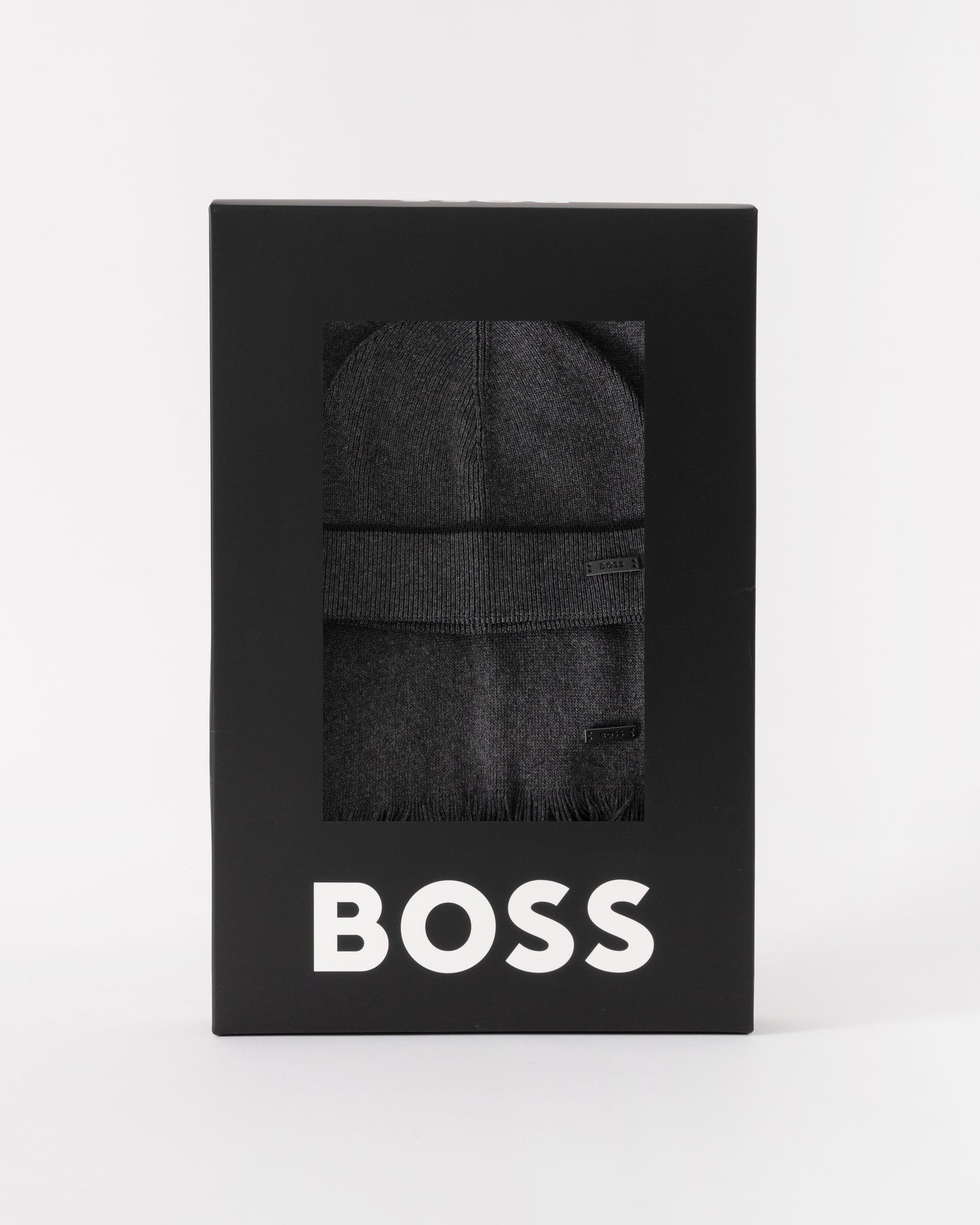 BOSS Orange Mens Henzo Hat &amp; Scarf Gift Set in Medium Grey 