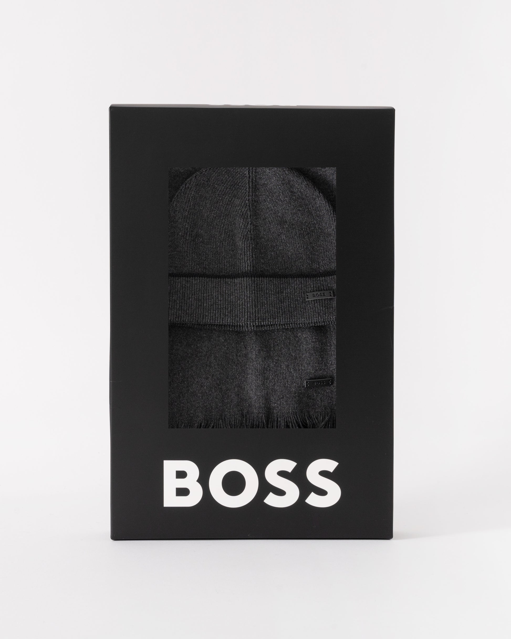 BOSS Orange Mens Henzo Hat &amp; Scarf Gift Set in Medium Grey 