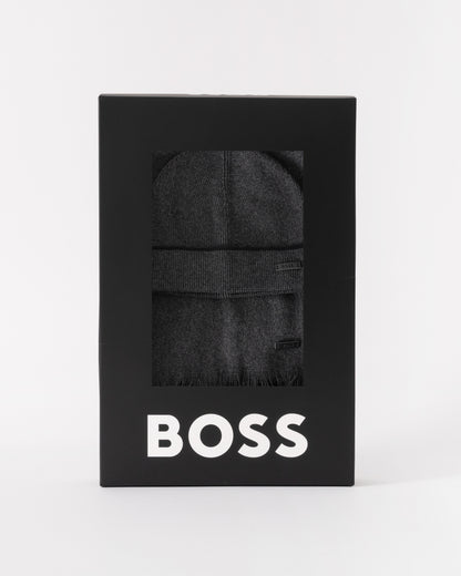 BOSS Orange Mens Henzo Hat &amp; Scarf Gift Set in Medium Grey 