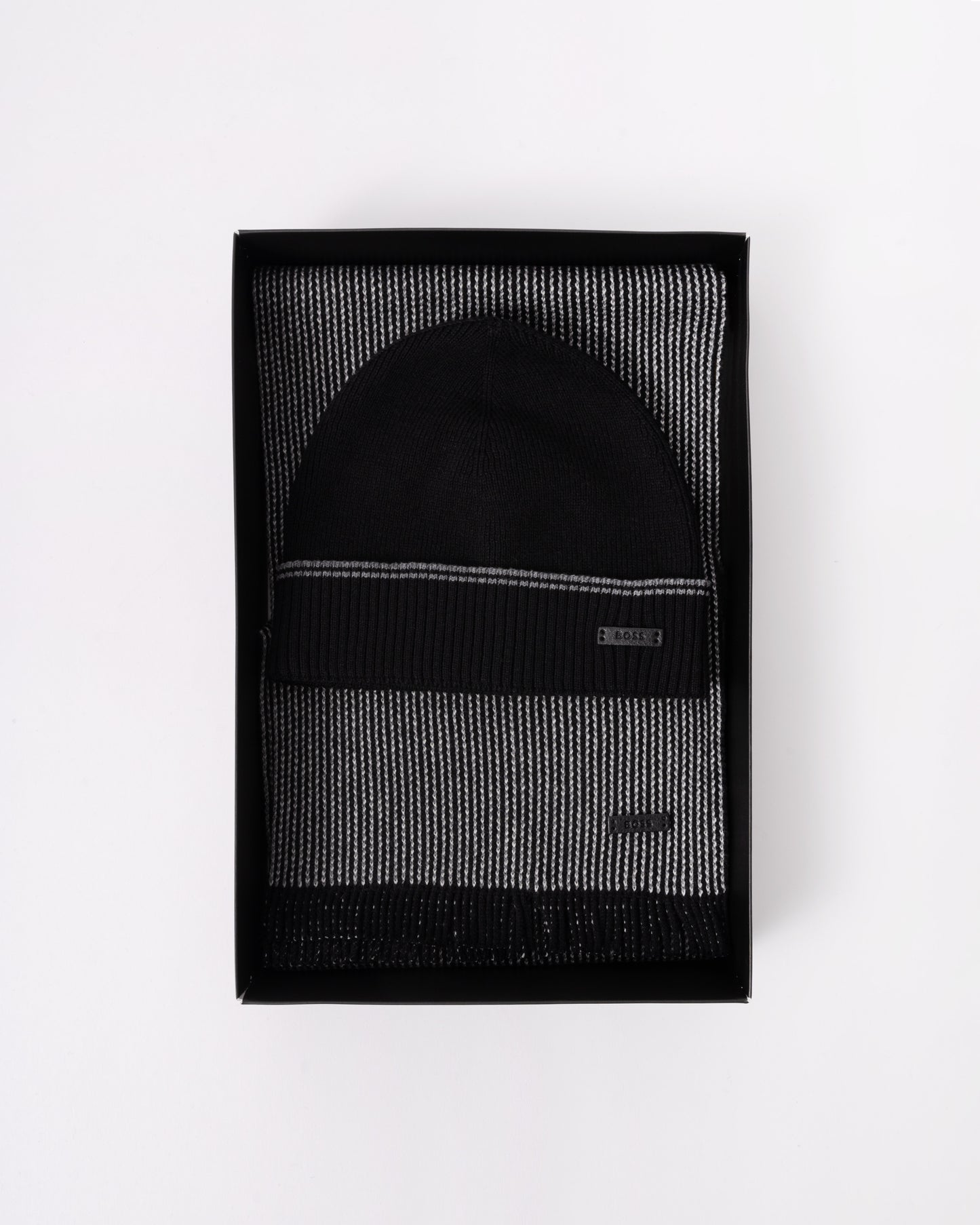 BOSS Orange Hernesto Hat & Scarf Gift Set - Black 001 - CHO - Designer Mens Gift Sets