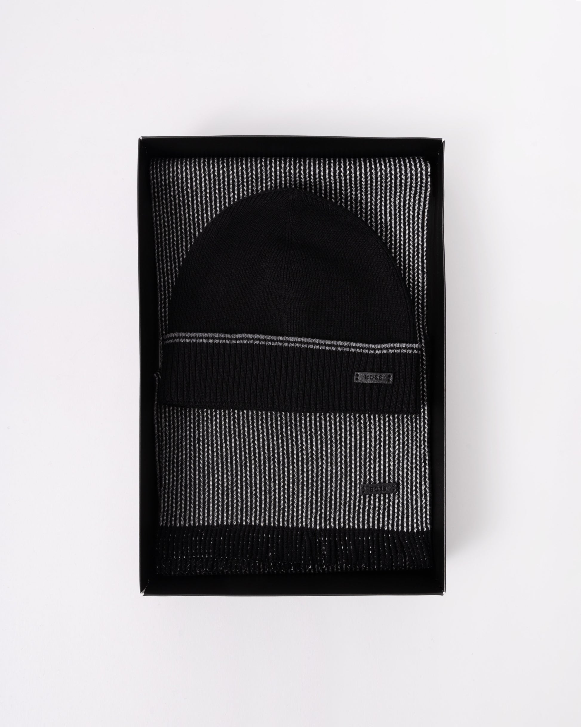BOSS Orange Hernesto Hat & Scarf Gift Set - Black 001 - CHO - Designer Mens Gift Sets
