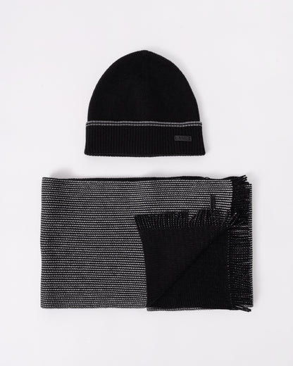 BOSS Orange Hernesto Hat & Scarf Gift Set - Black 001 - CHO - Designer Mens Gift Sets