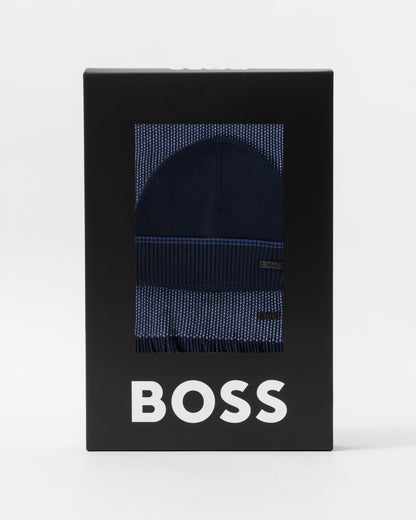 BOSS Orange Hernesto Hat &amp; Scarf Gift Set in Dark Blue 404