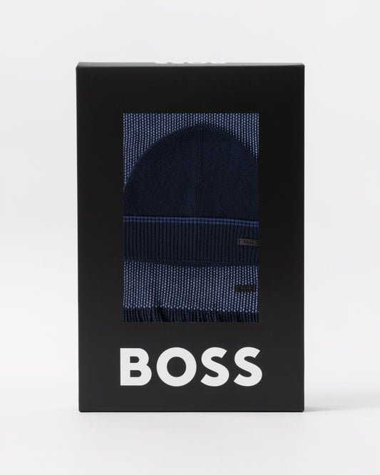 BOSS Orange Hernesto Hat &amp; Scarf Gift Set in Dark Blue 404
