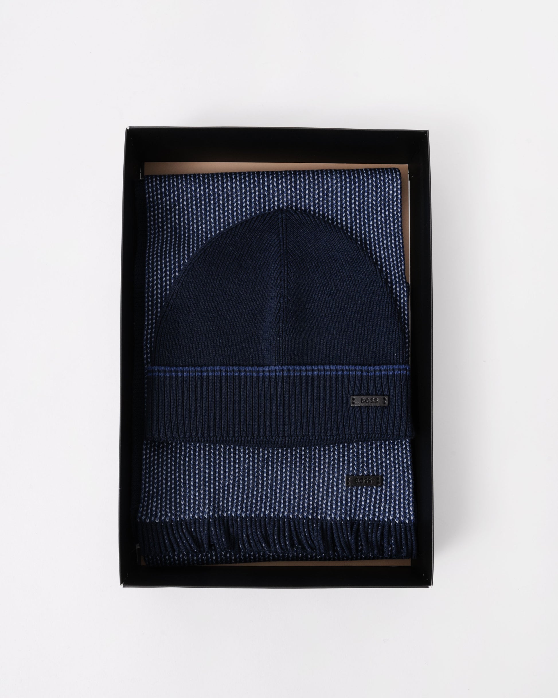 BOSS Orange Hernesto Hat & Scarf Gift Set - Dark Blue 404 - CHO - Designer Mens Gift Sets