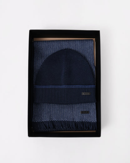 BOSS Orange Hernesto Hat & Scarf Gift Set - Dark Blue 404 - CHO - Designer Mens Gift Sets
