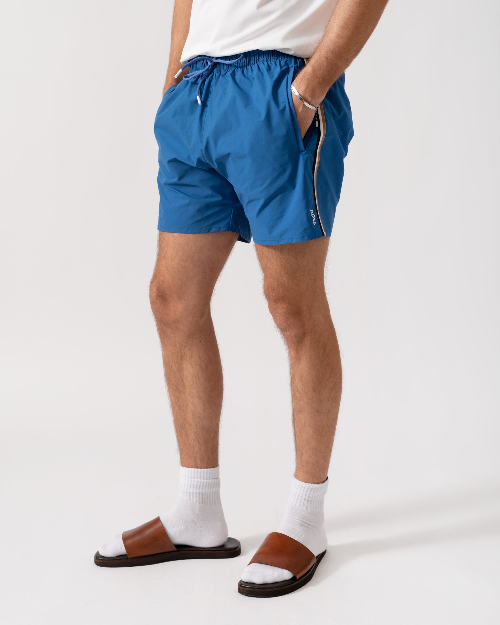 BOSS Orange Iconic Mens Swim Shorts - Bright Blue 436 side